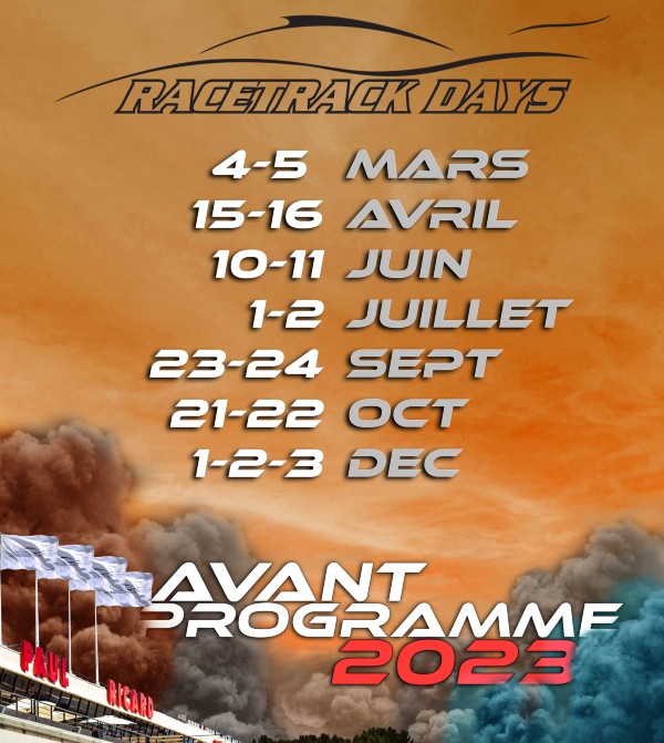 PROGRAMME RACETRACK DAYS 2023 - CIRCUIT PAUL RICARD 5.8 KM