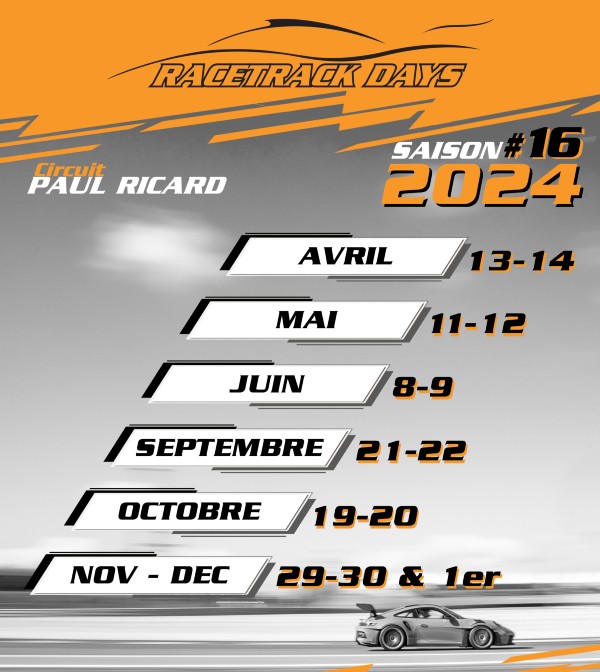 PROGRAMME RACETRACK DAYS 2024 - CIRCUIT PAUL RICARD 5.8 KM